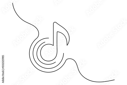 Continuous one line art drawing of music icon simple vector illustration design