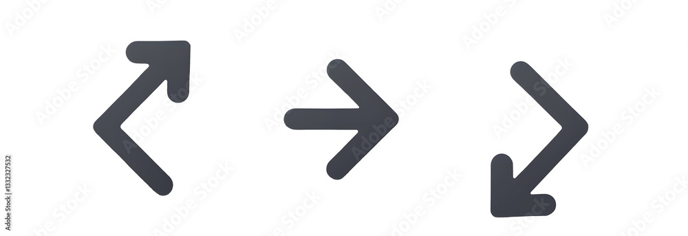 Three arrows pointing in different directions, symbolizing movement and direction. Three arrows pointing in different directions, symbolizing movement and direction.