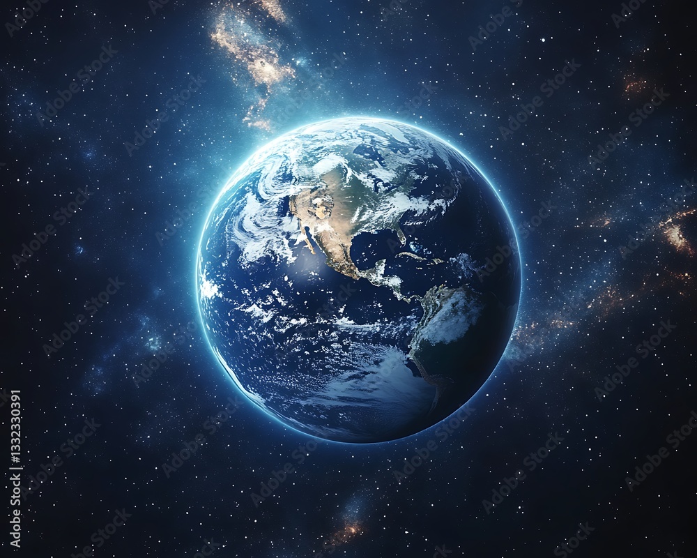 Fototapeta premium A stunning view of the Earth against the cosmos background