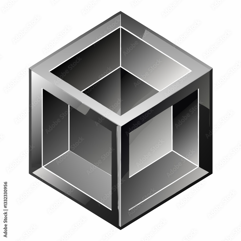 metallic cube with subtle depth