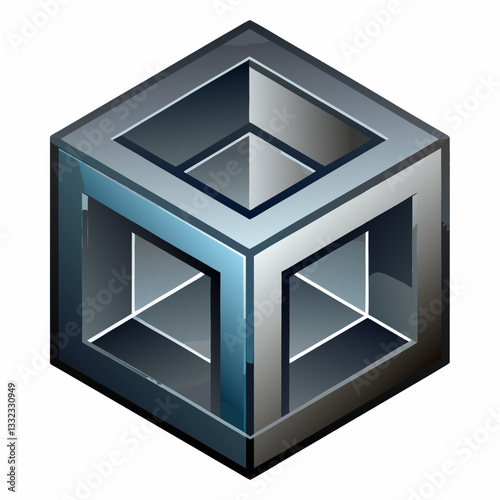 metallic cube with subtle depth