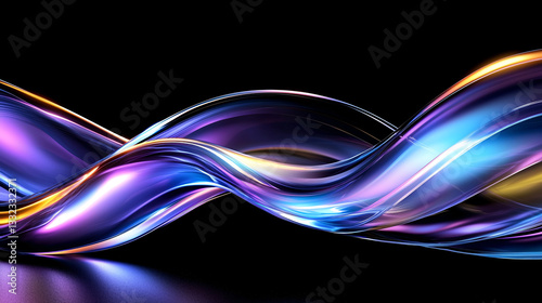 Abstract Colorful Liquid Waves Flowing Dynamically in Dark Background