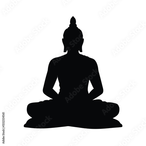Black Buddha Silhouette Vector.
