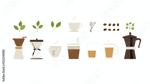 vector collection of coffee brewing tools
