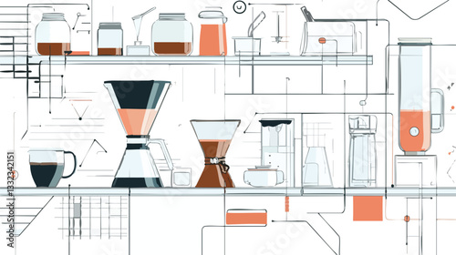 vector collection of coffee brewing tools