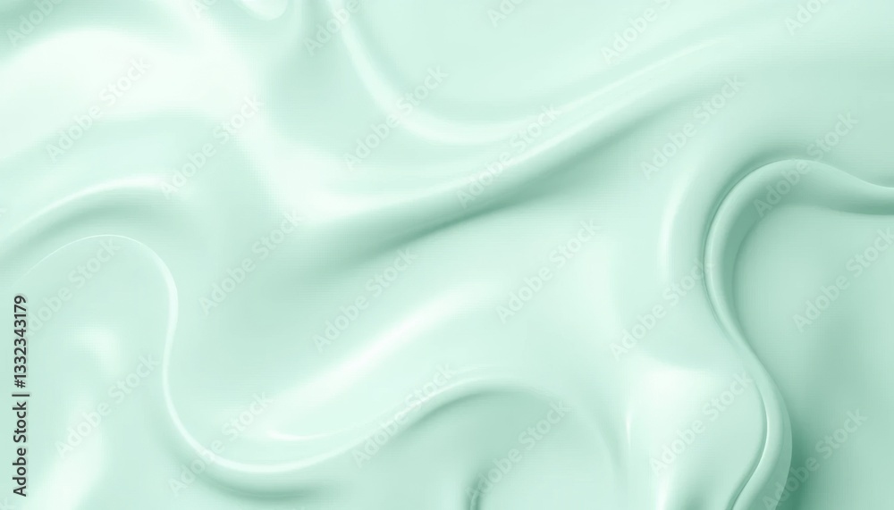 Obraz premium Fluid Abstract Design, Soft Mint Green Texture, Smooth Satin Finish, Artistic Background, Minimalist Style