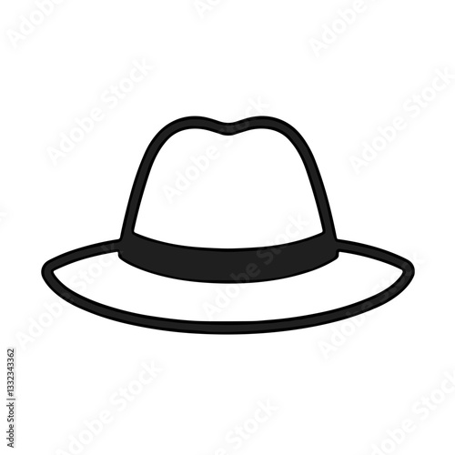 Classic fedora hat icon in black outline style.