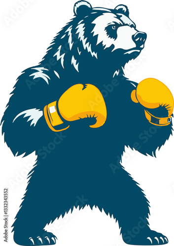 Fearless Boxing Bear Dominates the Wild Ring : A fearless bear in boxing gloves embodies wild energy, merging nature's strength with combat sports.

