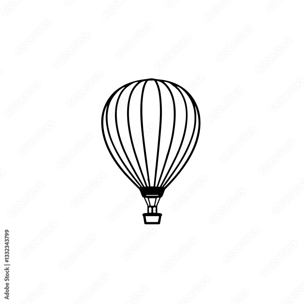 Obraz premium Hot air balloon icon in black outline
