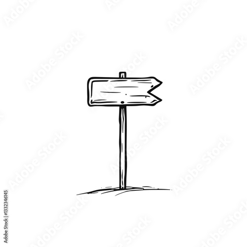 Broken wooden signpost icon in black outline