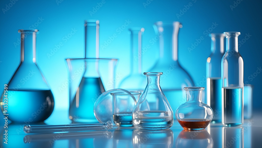 Flat lab glassware science laboratory research development concept concept as Scientists examine transparent beakers flasks carefully measure reactions record findings fosters brand discovery invests Flat lab glassware science laboratory research development concept concept as Scientists examine transparent beakers flasks carefully measure reactions record findings fosters brand discovery invests
