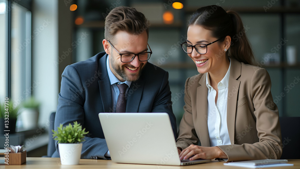 Two Professional Business Colleagues Smiling While Discussing Corporate Technology in a Modern Office: A Cute Vector Illustration of Teamwork and Entrepreneurship Two Professional Business Colleagues Smiling While Discussing Corporate Technology in a Modern Office: A Cute Vector Illustration of Teamwork and Entrepreneurship