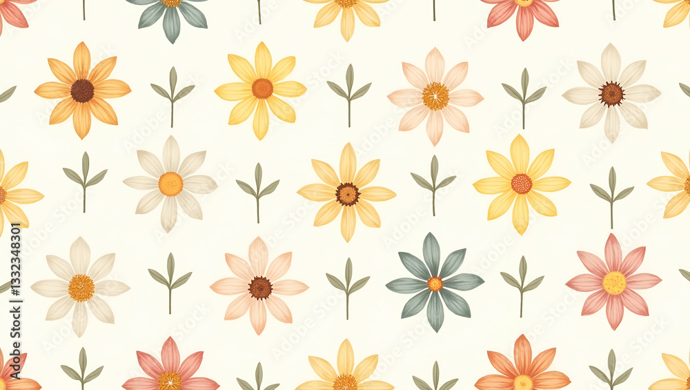 Realistic Floral Seamless Tile Pattern for Garden-Inspired Interiors Realistic Floral Seamless Tile Pattern for Garden-Inspired Interiors