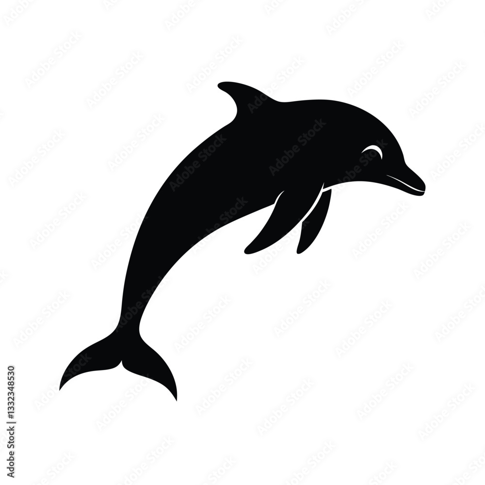 Fototapeta premium Black Dolphin Silhouette Vector. 