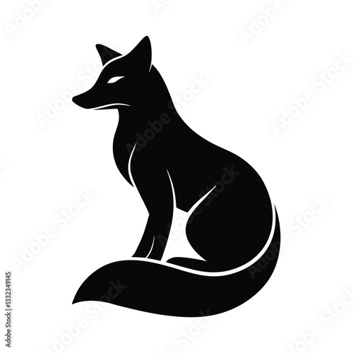 Black Fox Silhouette Vector.
