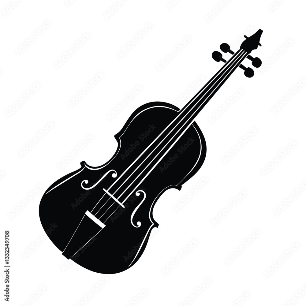 Naklejka premium Black Violin Silhouette Vector.