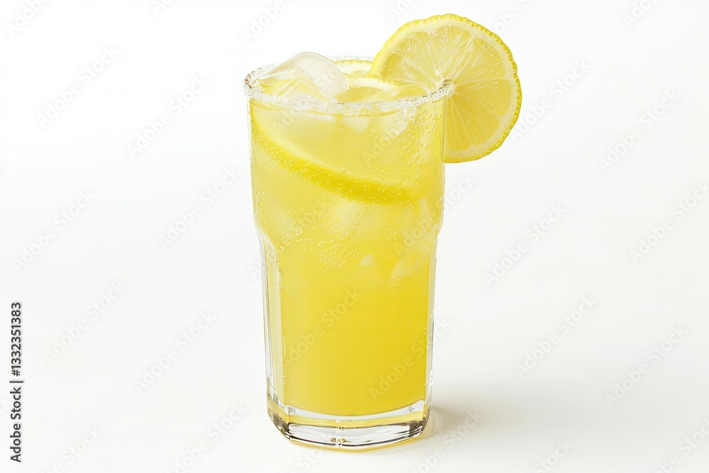 Premium Quality Image of Fresh Lemonade in a Glass Isolated on White Background Premium Quality Image of Fresh Lemonade in a Glass Isolated on White Background
