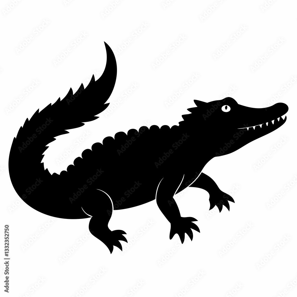 Fototapeta premium Bold Black Crocodile Vector