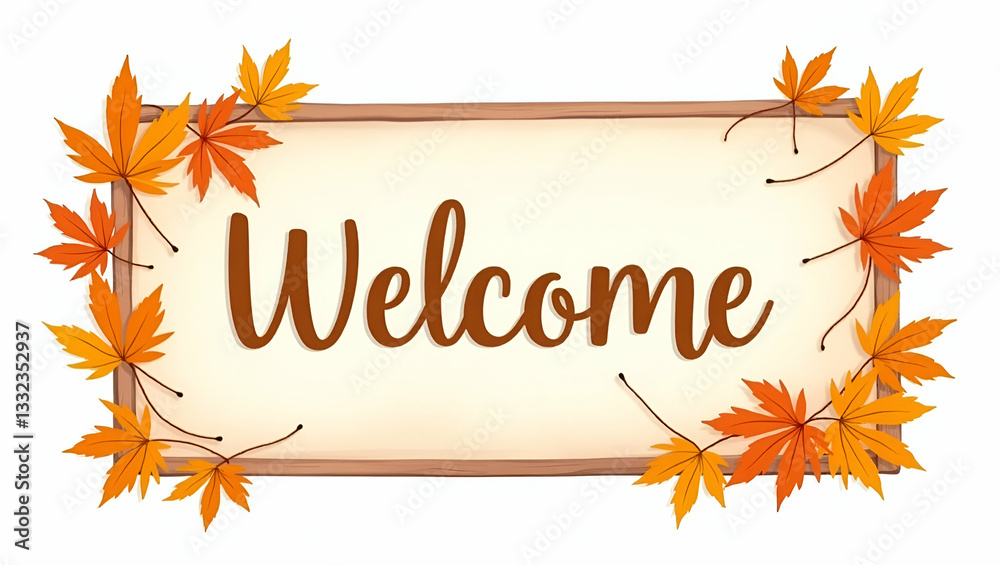 Welcome Fall Watercolor Clipart: Wooden Sign with Leaves - Cute Fall Decor Element Welcome Fall Watercolor Clipart: Wooden Sign with Leaves - Cute Fall Decor Element