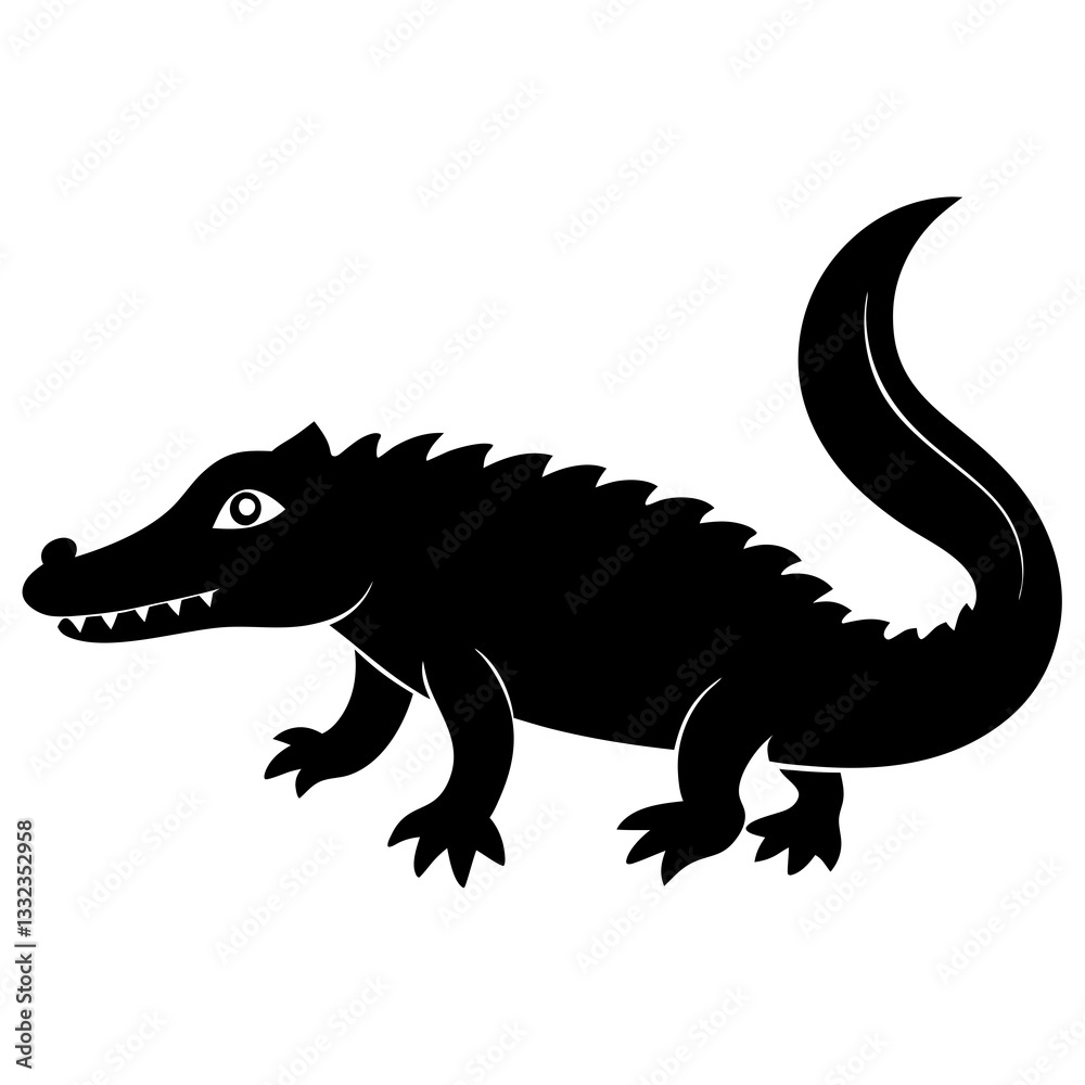 Obraz premium Bold Black Crocodile Vector