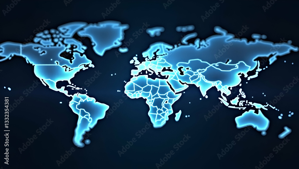 Futuristic Flat Map of Earth: Global Social Network Concept with Blue Vector Background, Showcasing Technology and Sunrise Transition from East in a Cute Illustration Futuristic Flat Map of Earth: Global Social Network Concept with Blue Vector Background, Showcasing Technology and Sunrise Transition from East in a Cute Illustration