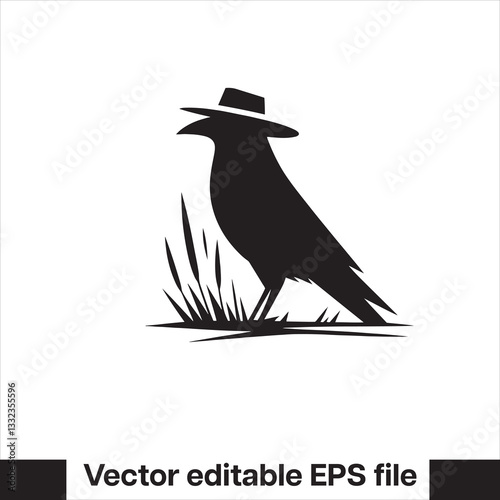 Western Raven vector with hat, logo