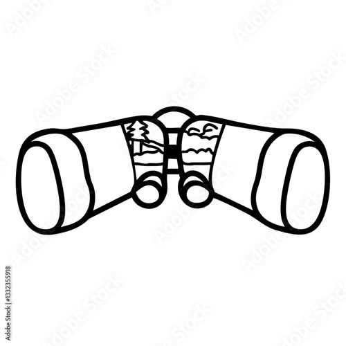 summer campfire hobby hand drawn black and white outline