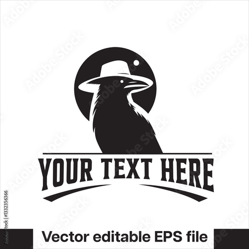 Western Raven vector with hat, logo