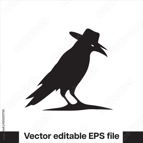 Western Raven vector with hat, logo