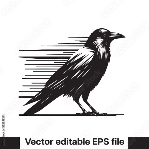 Western Raven vector with hat, logo