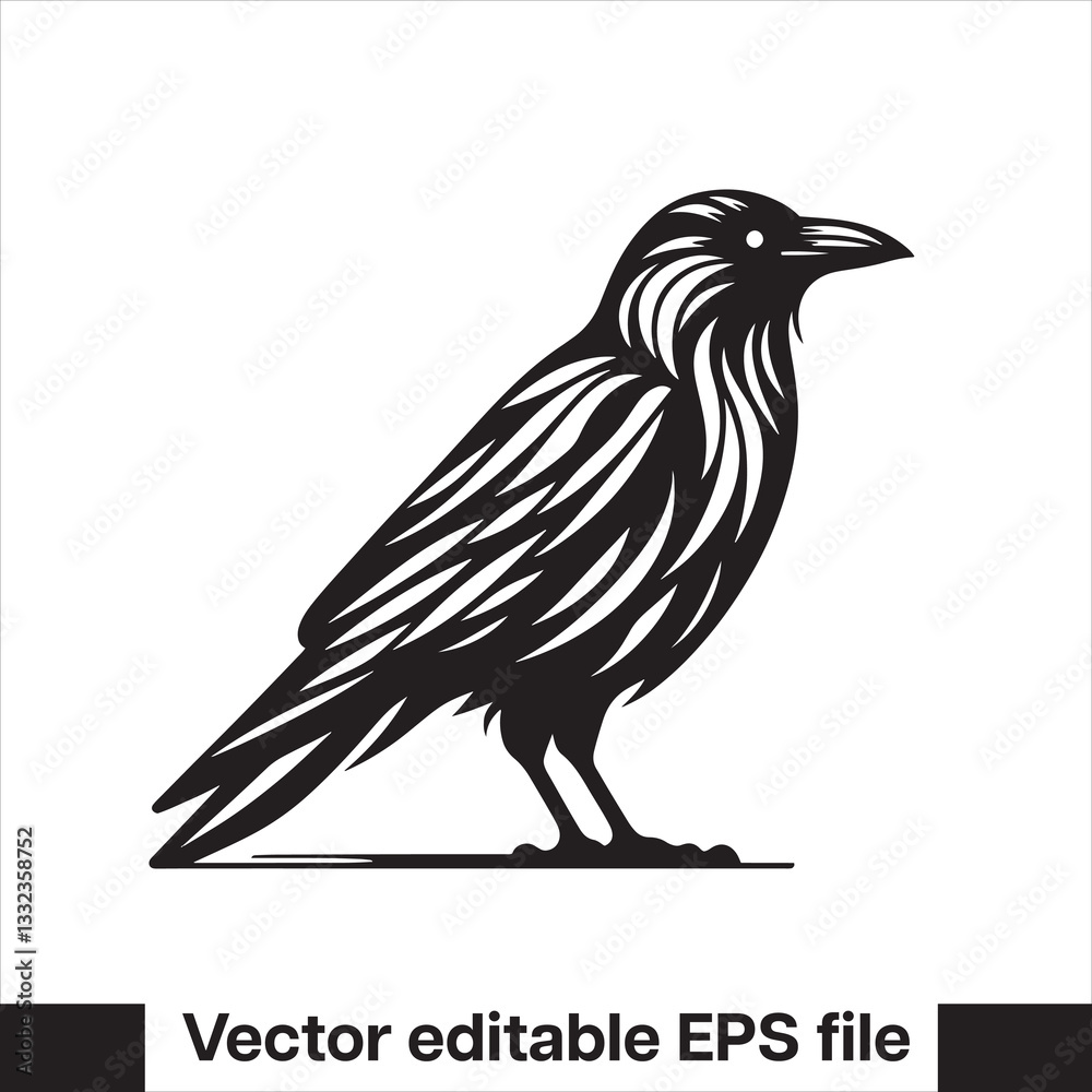 Fototapeta premium Western Raven vector with hat, logo