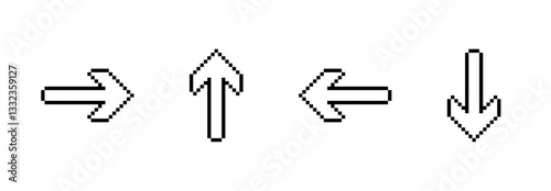Pixel arrow vector set. Collection of direction arrows.