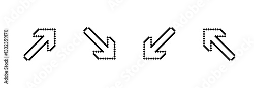 Pixel arrow vector set. Collection of direction arrows.