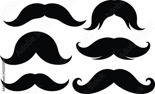 Set of mustache silhouette vector, mustache icon set