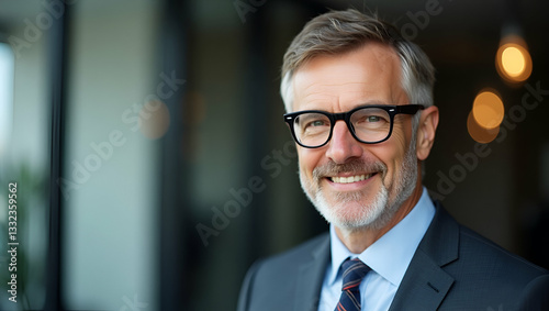 Wallpaper Mural Confident 45-Year-Old Male CEO in Glasses: A Flat Vector Illustration of Trust and Leadership Torontodigital.ca