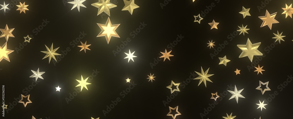 Twinkling Christmas Descent: Striking 3D Illustration Showcasing Falling Festive Twinkling Stars Twinkling Christmas Descent: Striking 3D Illustration Showcasing Falling Festive Twinkling Stars