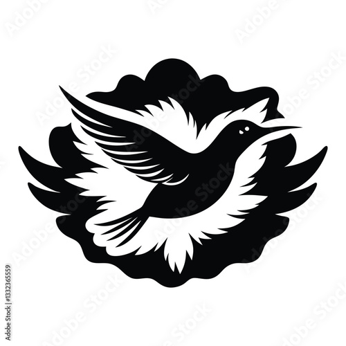 modern tribal tattoo hummingbird silhouette vector illustration art, abstract line art of animals Vector