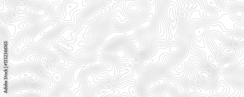 Abstract wavy topographic line background. Seamless pattern and banner design. Modern and dynamic feel to topographic mapping vector illustration.