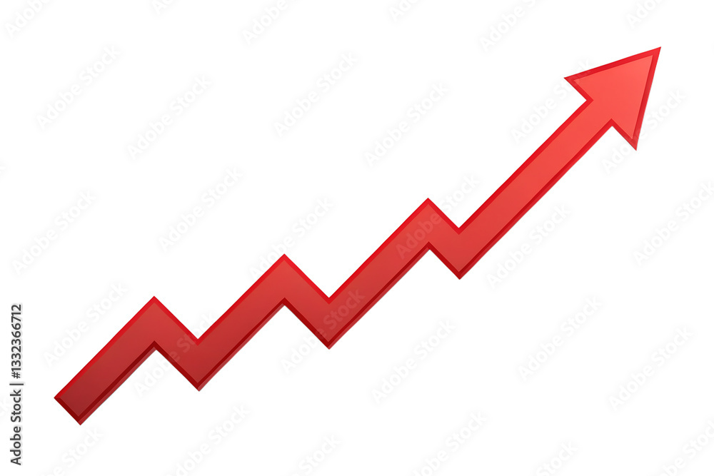 Red 3D Arrow Graph Showing Upward Trend, Growth and Success Red 3D Arrow Graph Showing Upward Trend, Growth and Success