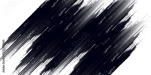 black grunge grain background, pointillism dots gradient or dotwork pattern, vector stipple effect. Grain noise halftone