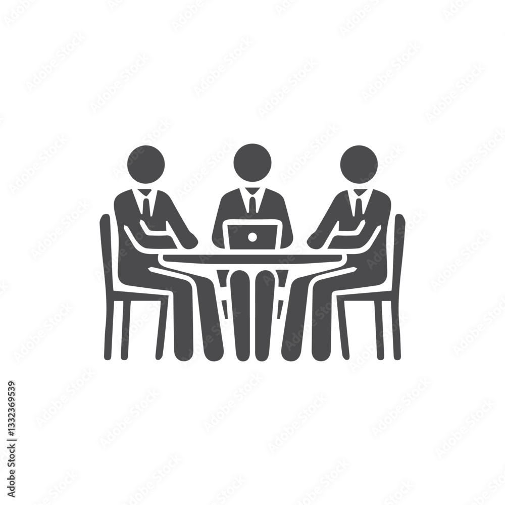Business Meeting Icon, Teamwork and Collaboration Vector Business Meeting Icon, Teamwork and Collaboration Vector