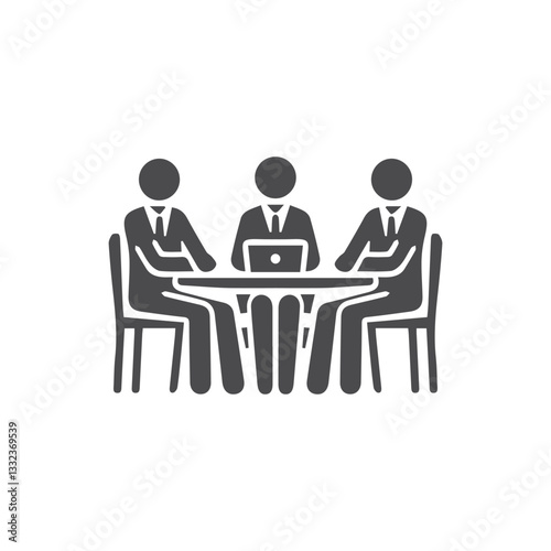 Business Meeting Icon, Teamwork and Collaboration Vector