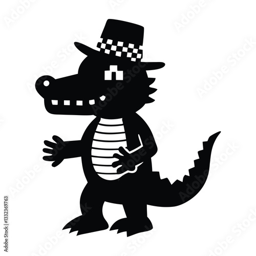 Dinosaur vector silhouette, T-rex with shamrock clover black color icon silhouette