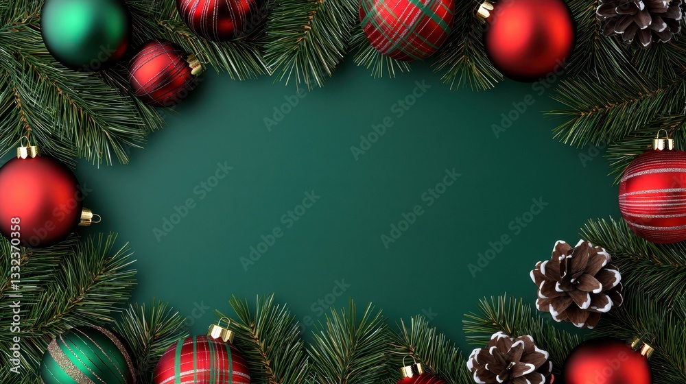 Naklejka premium Festive christmas ornaments arrangement cozy indoor setting decorative content holiday environment aesthetic viewpoint