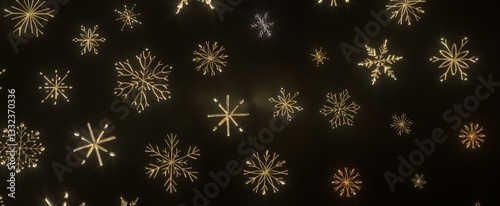 Falling snow at night. Boke...