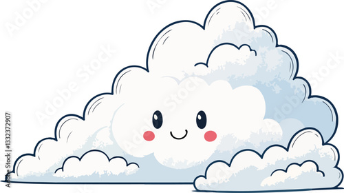 Clean White Cloud Cutout  Transparent Background