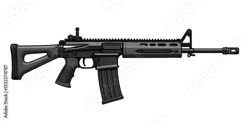 Assault automatic rifle isolated gun on white background.	
