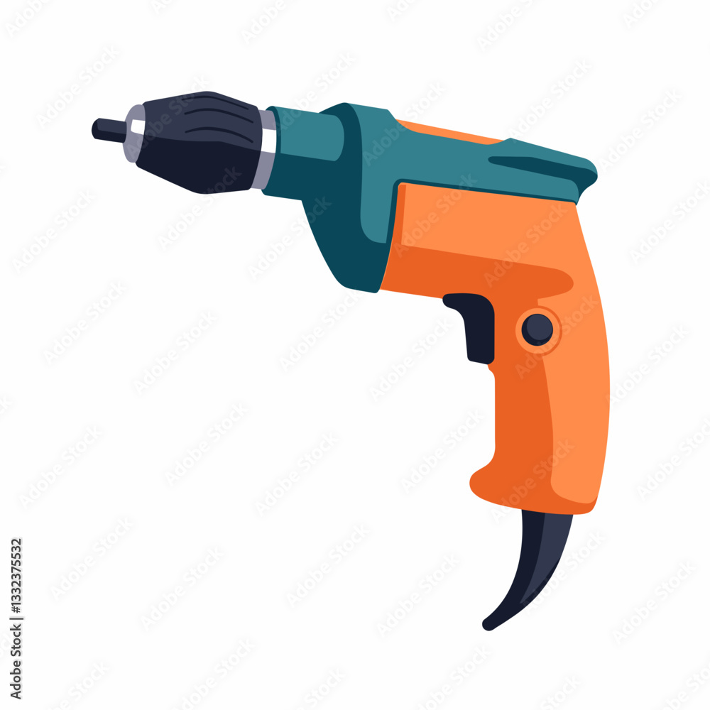 Colorful drill chuck illustration on white background, tool concept Colorful drill chuck illustration on white background, tool concept