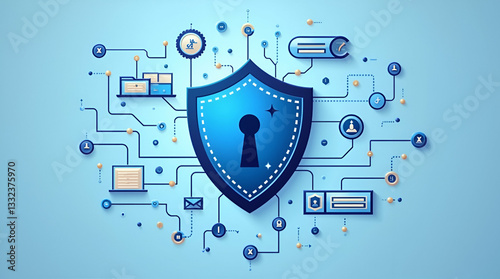 Modern Data Security Logo Design: Protecting Cybersecurity & Safeguarding Digital Information