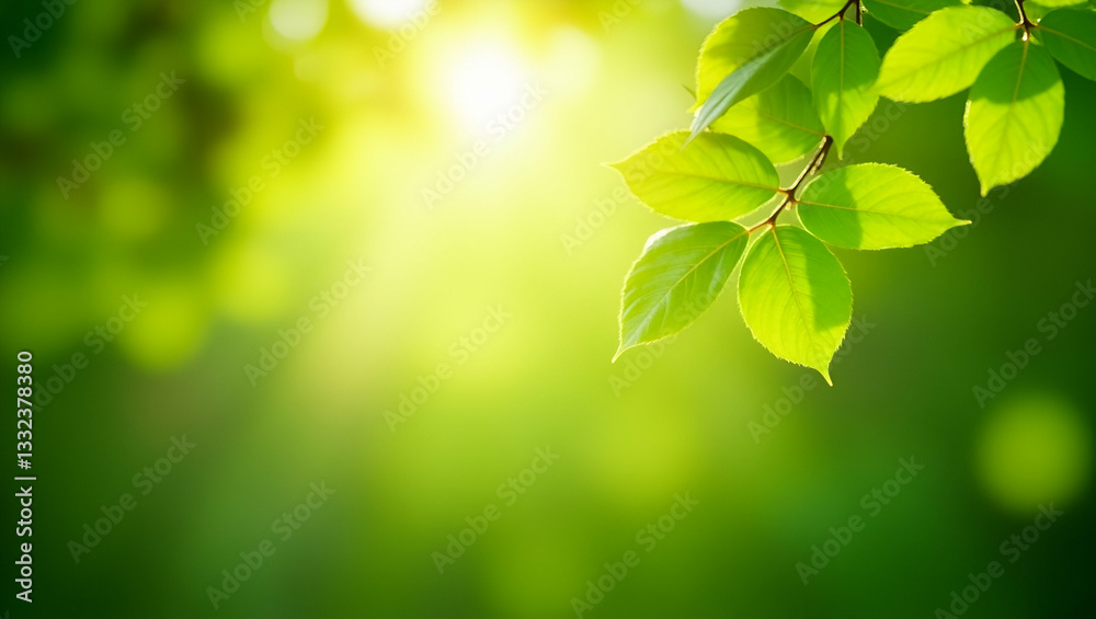Naklejka premium Soft Sunlight Through Green Leaves: A Peaceful Vector Illustration